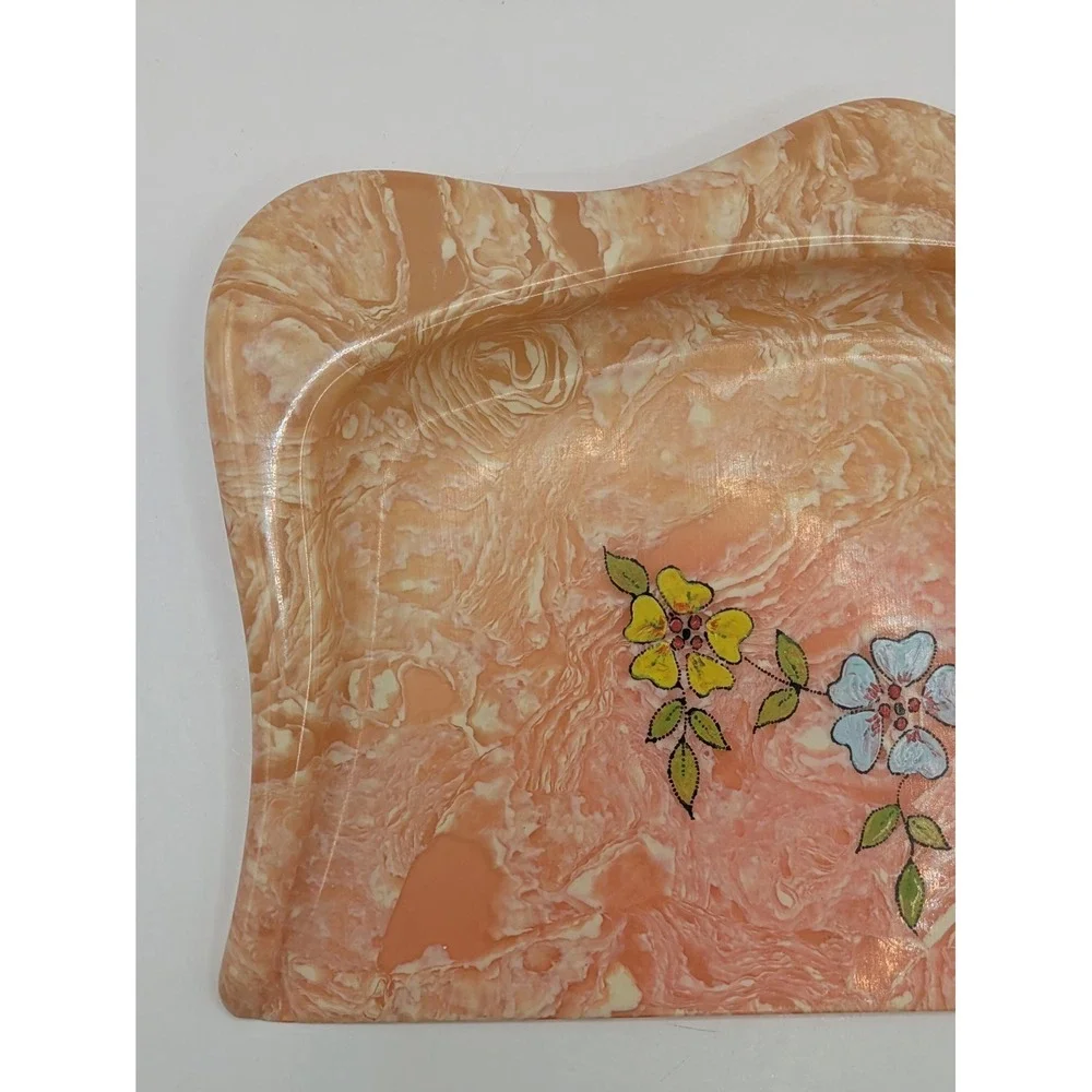 Vintage Celluloid Table Crumb Catcher Silent Butler‎ Pink Marble